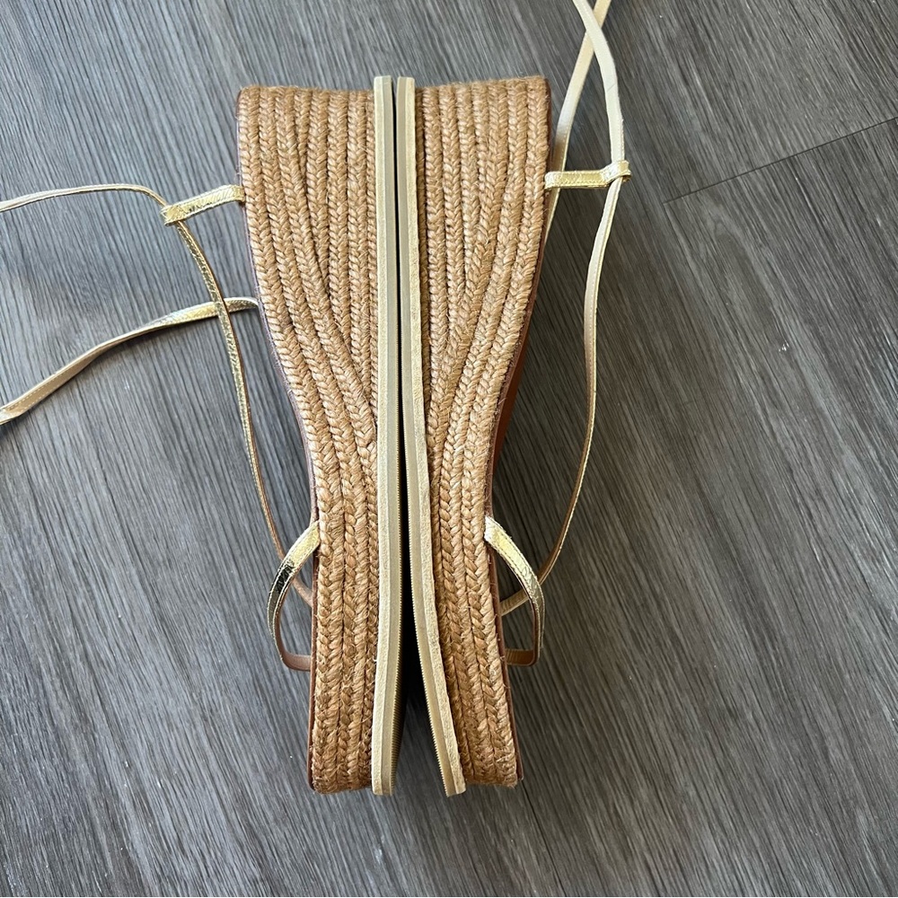 Jimmy Choo Drive 60 Metallic Wedge Espadrille Strappy Sandal Shoe Women's 42 - Picture 12 of 13